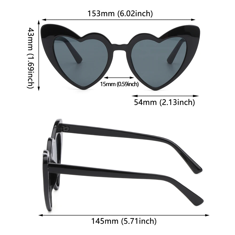 Heart Sunglasses Women Brand Designer Cat Eye Sun Glasses Female Retro Love Heart Shaped Glasses Ladies UV400 Protection