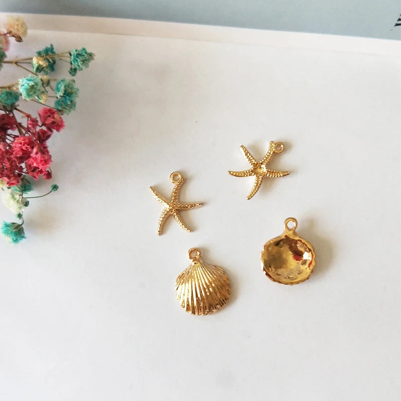 20Pcs Starfish Shell Charms Dangle Gold Color Zinc Alloy Pendants Jewelry Diy Material Accessories Earring Bracelets Floating