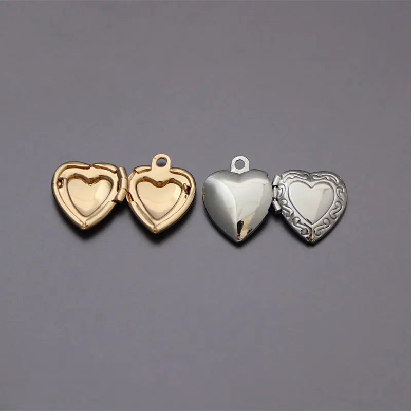 1pc Tiny Heart Photo Frame Pendant Necklace Love Heart Charms Floating Locket Necklaces Women Men Fashion Memorial Jewelry