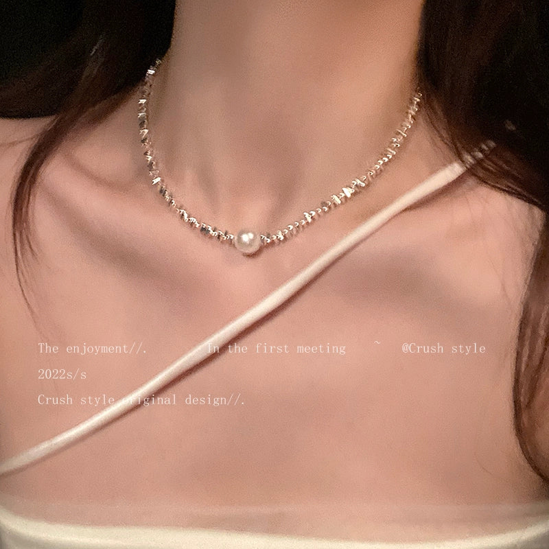 Small Pieces of Silver Women's Fall and Winter Clavicle Chain Light Luxury Minority Pearl